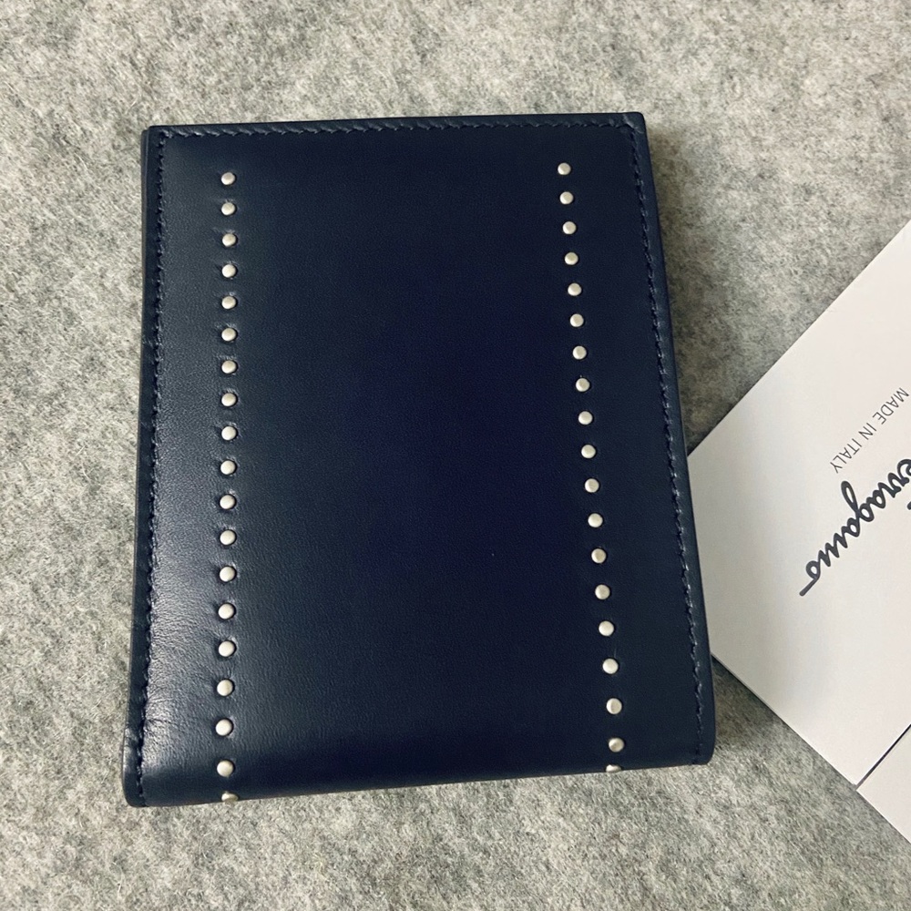 SOLD NWT Ferragamo Bifold Wallet Leather studded - Picture 3 of 8